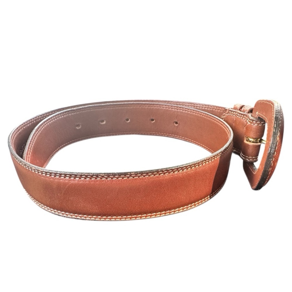 Vintage Coach British Tan Leather Belt Brass Buckle Size Small 33” USA Made GUC - Picture 4 of 4